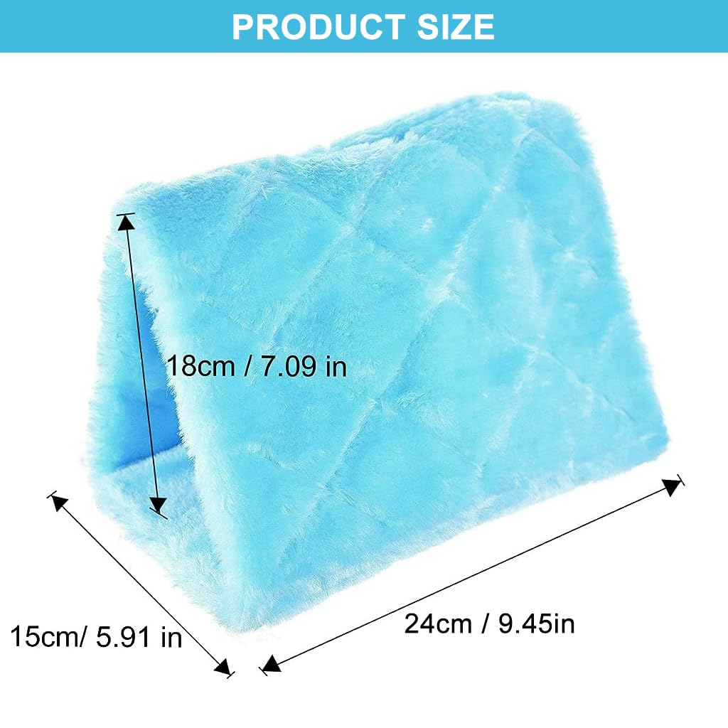 Qpets® Winter Birds Nest,Metal Bird Cage Big Size Plush Bird Beds Nests Shed Cage For Birds,Suspended Bed Hammock Hideaway Place Parrot For Parakeet Cockatoo Lovebird (L24*W15*H18Cm Blue) - Image 2