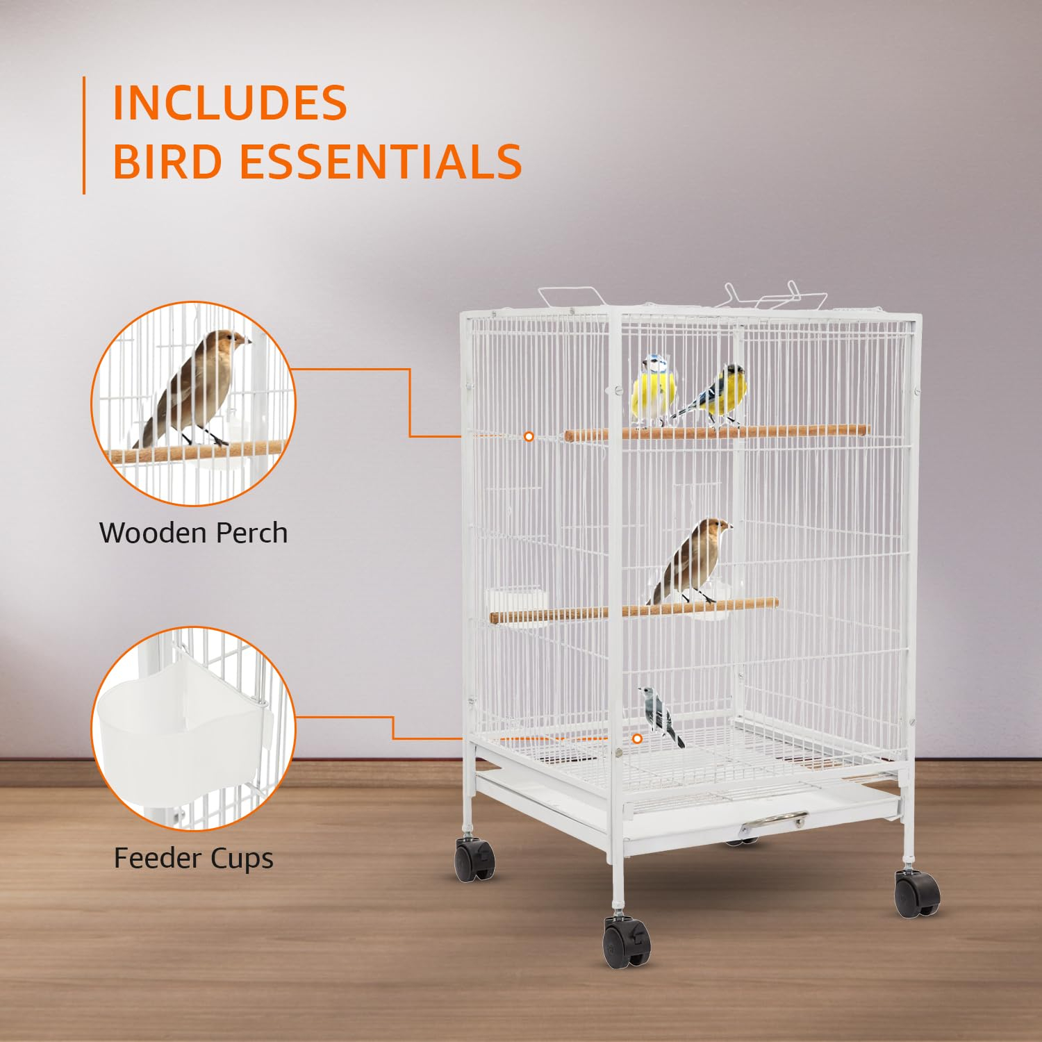 HobbyEnclave Basics Bird Cage | Large | Includes Locking Casters and Bird Cage Accessories - White - Image 2
