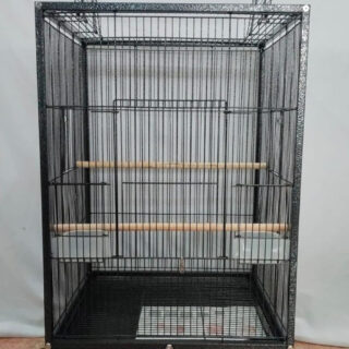 Foldable Metal Bird cage,Villa for Budgies, Zebra Finches,Java,Cocktail, Conures,Alexander Parrot, Green Parrot with Stand,Wheel,2cups and 2 Perch Sticks,2 Side Doors- ONLY Black Color