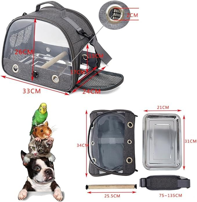 PETANGEL Bird Carrier with Perch Parakeet Travel Carrier Bag Portable Bird Backpack with Stainless Steel Plate Breathable Parrot Travel Cage for Small Pets - Image 3