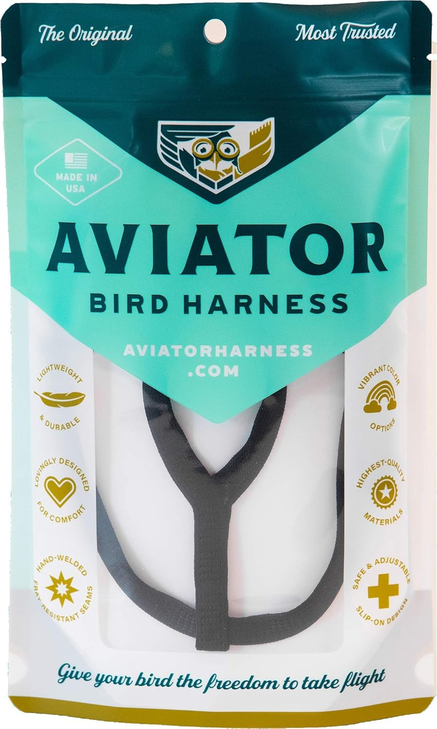 The AVIATOR Pet Bird Harness and Leash: XX-Large Black