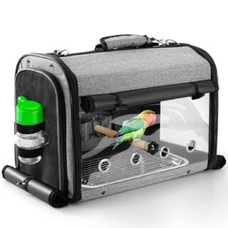 SUERTREE Bird Carrier Bag With Stand, Lightweight Backpack for Parrot, Portable Travel Cage, Pet Transparent Breathable Carrier