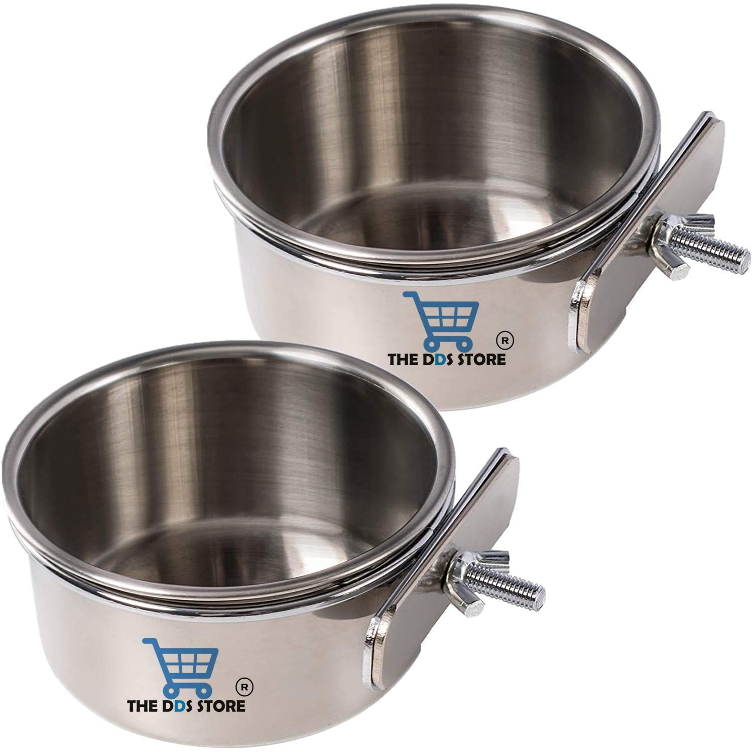 COZY PUPPIES Stainless Steel Hanging Bowl Bird Food Feeding Dish Water Seed Feeder For Parrot Macaw Cockatiels Conure Lovebirds Finch (Clamp Holder, 200.Ml Clamp Holder Pack Of 2)