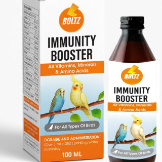 BOLTZ Immunity Booster for All Birds for Healthy Growth with Essential Vitamins, Minerals and Amino acids-100ml, transperent, Small