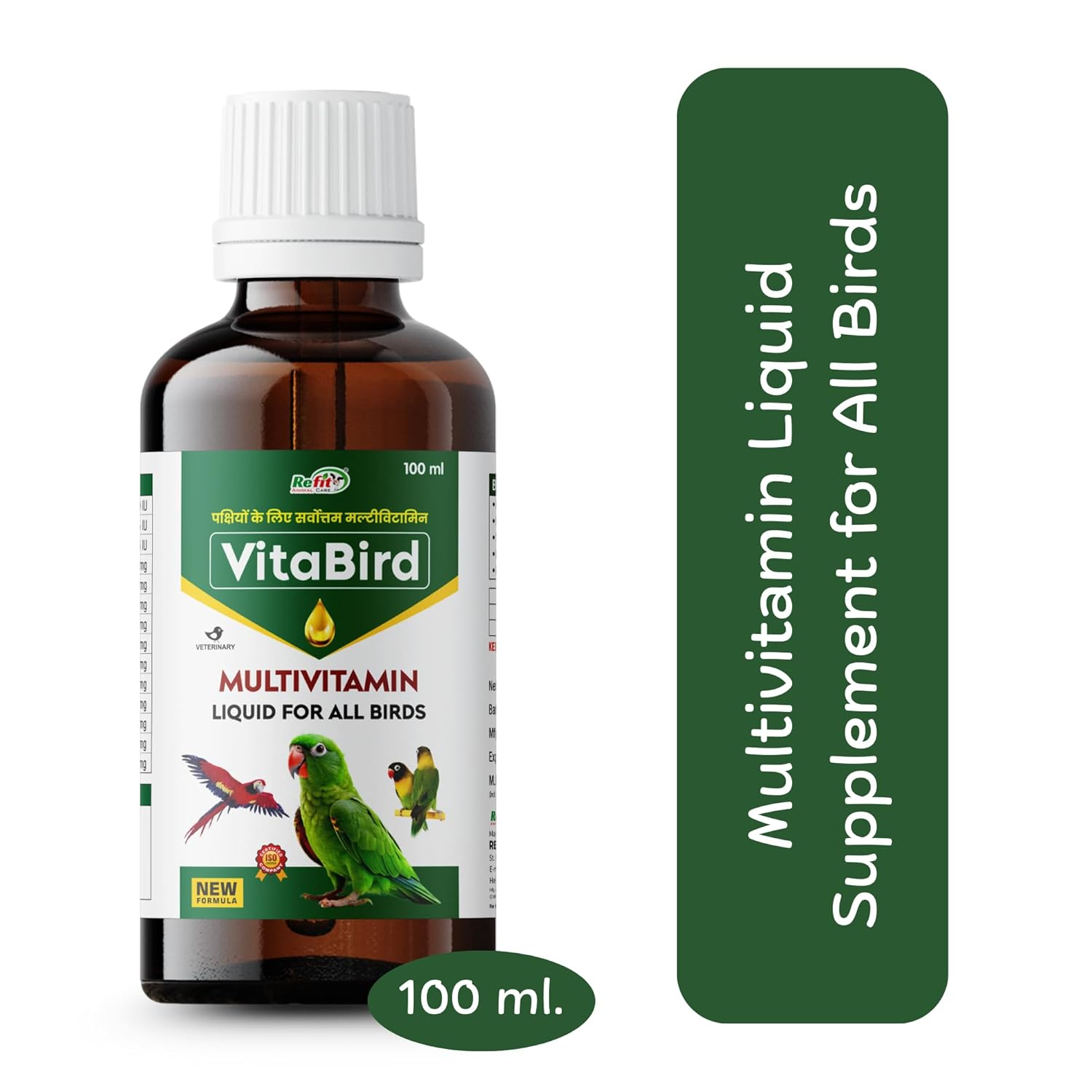 REFIT ANIMAL CARE Multivitamin for Birds for Health, Growth and Feathering 100 ml, VITA-Bird - Image 2