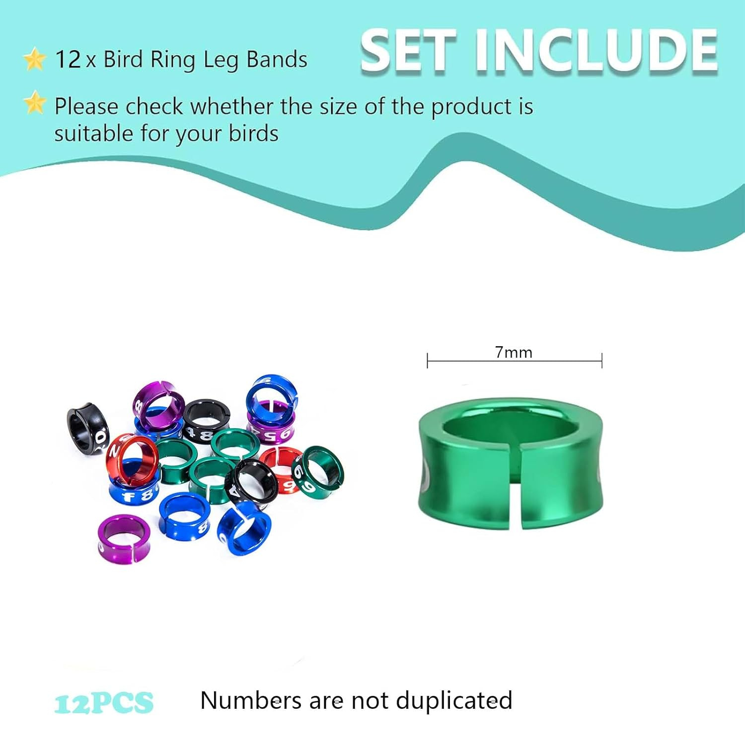 Chuppinz 12PCS Pigeon Ring, for Leg Identification Leg Bands Pigeon Parrot Bird, with Bird Leg Rings-Numbered Pigeon Rings for Legs, Durable and Lightweight Design for Easy Identification - Image 2
