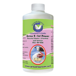 Growel Agrovet Grow E-Sel Power: Vitamin - E with Selenium and Biotin for Poultry, Cattle, Horses, Pigs, Goats, Sheep, Pigeons, and Birds - 250 ml.