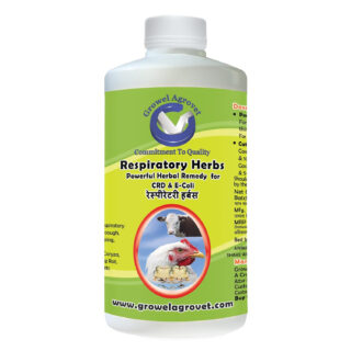 Growel Agrovet Respiratory Herbs Powerful Supplements For Respiratory Health Of Poultry, Cattle, Horse, Pig, Goats, Sheep, Pigeons And Pet Birds - 500 Ml.