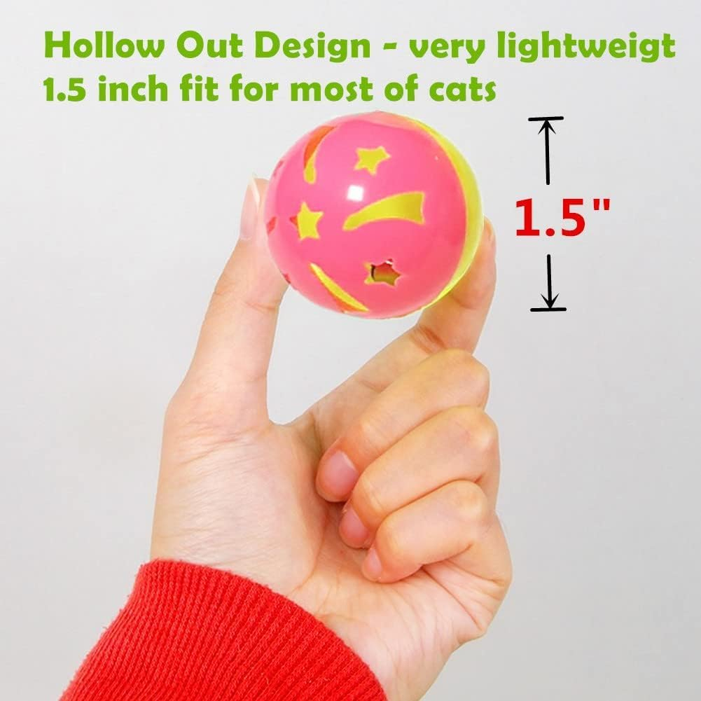 THE DDS STORE Pet Parrot Toy Plastic Colorful Birds Ball for Budgie African Grey Cockatoo Cockatiel Sun Conures Rabbit Cat 4PC Color Random - Image 3