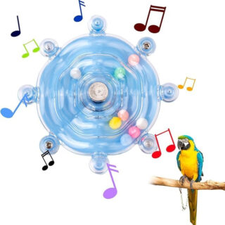 KUTKUT Bird Toys for Parrots - Spinning Wheel Chew Toy with Rotating Plastic Spinner, Enrichment Puzzle Cage Activity for Parakeets, Conures & Cockatiels