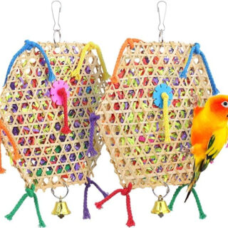 KUTKUT Pack of 2pcs Bird Parrot Toys, Bird Hanging Foraging Shredder Toys for Small Medium Small Birds Conure Cockatiel Parrotlet Lovebird Budgie