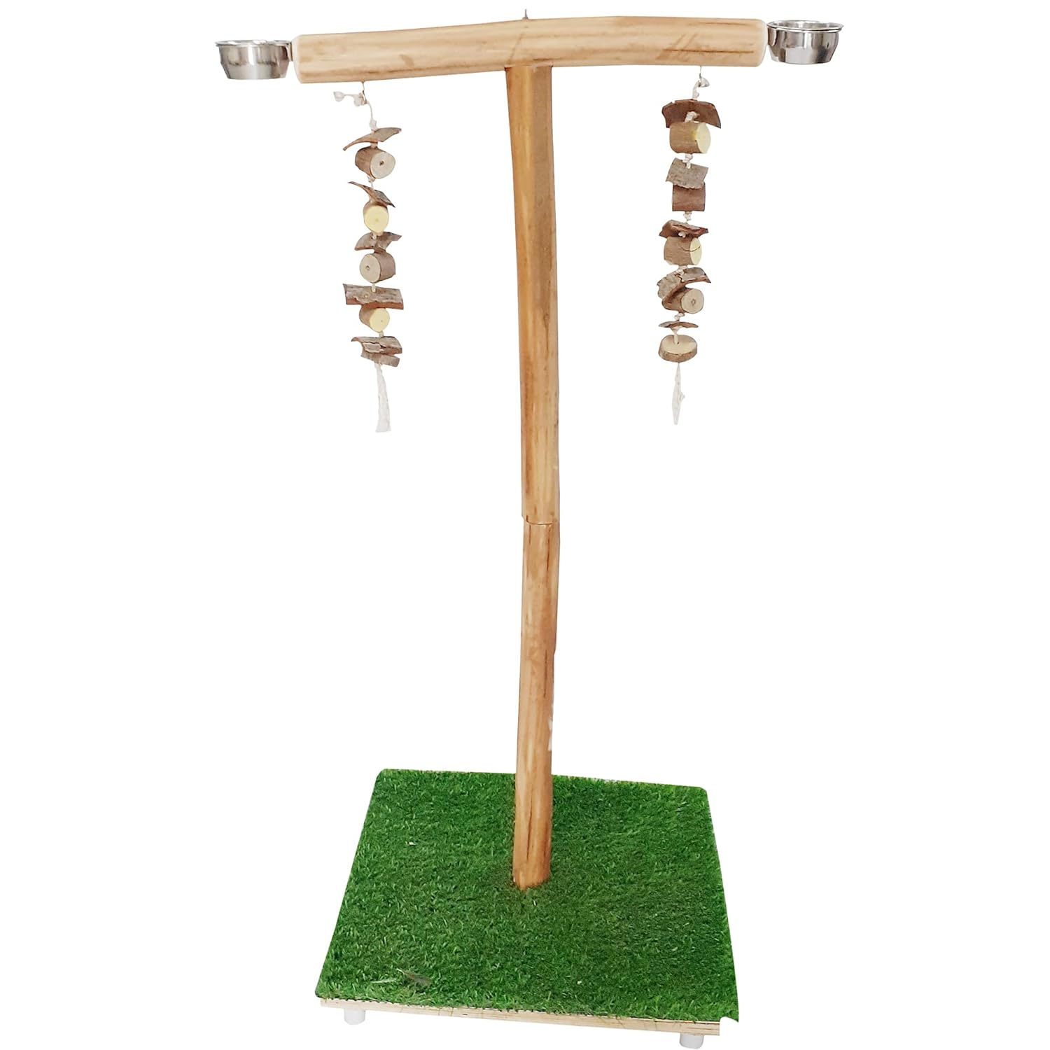 CONGO® NATURAL PARROT TREAT 48X29X20 Inch Training & Playing Stand for Parrot Eucalyptus Wood | with Hanging Toy for Conure, HobbyEnclave, African Grey, Macaw and Other Birds