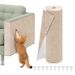 Qpets® Cat Scratch Pad, Scratching Pad for Cats, Wall Cat Scratcher Mat, Cuttable Adhesive Pet Scratching Mat for Wall, Cabinet, Couch, Floor (40x100cm)