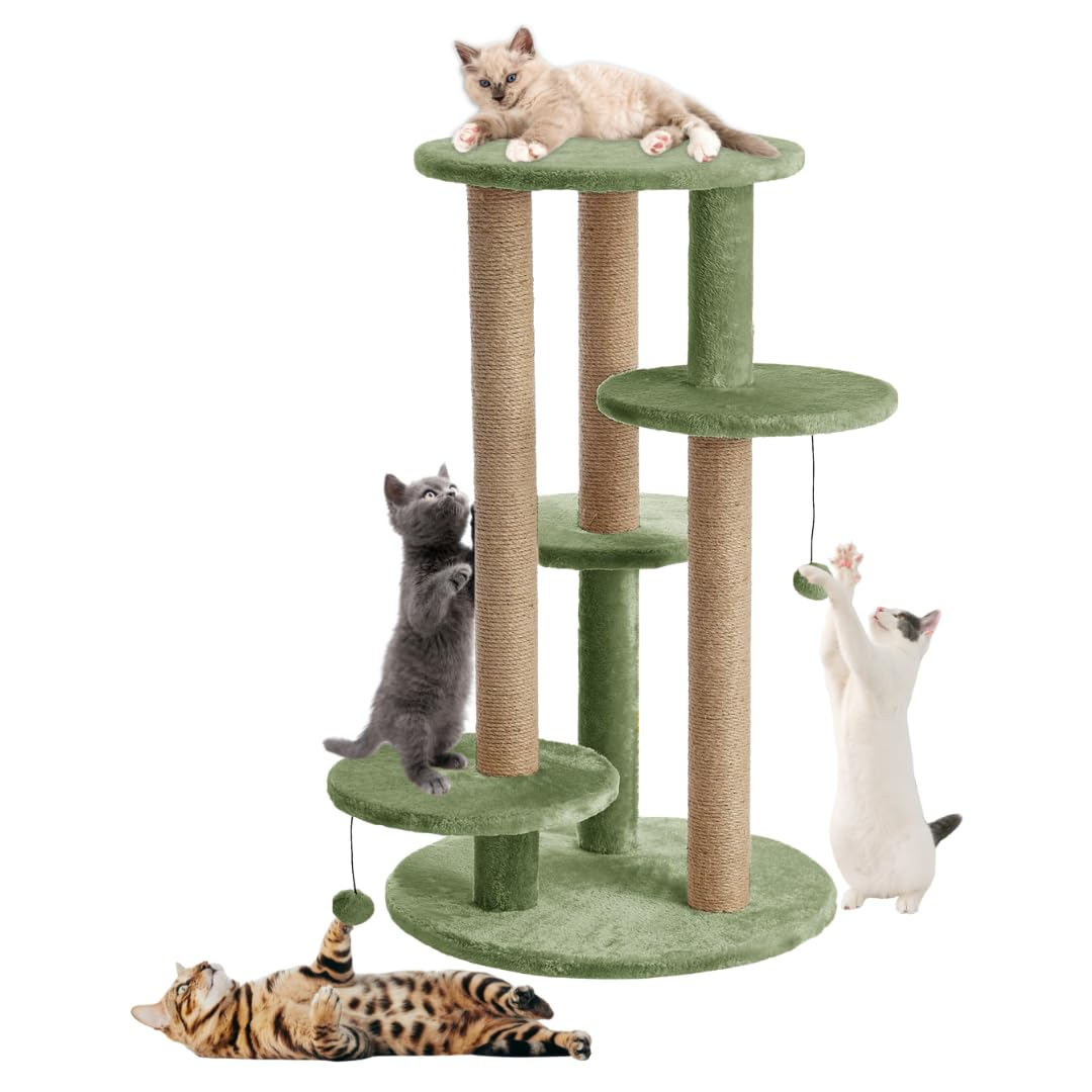 FURRLOVERS Multi-Level Cat Tree with Scratching Posts and Platforms (Green - FURR-11)