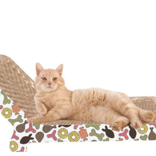 PSK PET MART Chair shape Cat Scratcher Cat Scratching Board Cardboard Cat Scratchers with Premium Scratch Textures Design Curved Shape Reversible Use Durable Scratching Pad