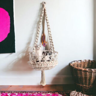 R.R.LALA Cat Hammock for Pets, Macramé pet Bed, Boho Hanging Pet Bed, Macramé Hammock Swing, Cat Gift, Pet Furniture Pet Hammock Without Any Pillow Color: Off White