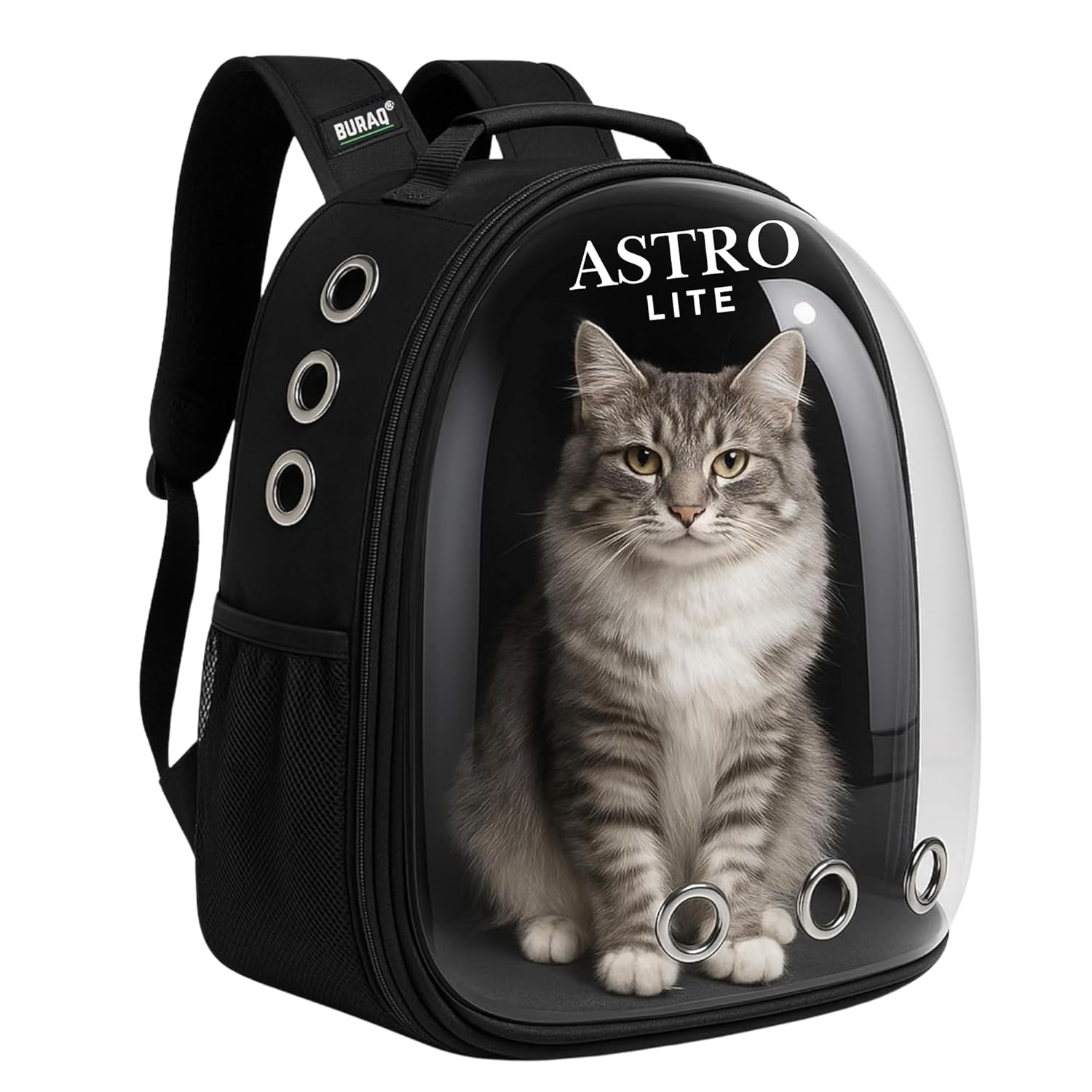Buraq Astronaut Lite Pet Carrier Backpack, Designed with Breathable Space, Ventilated Cat Bag, Comfortable Cat Carrier for Outdoor Use