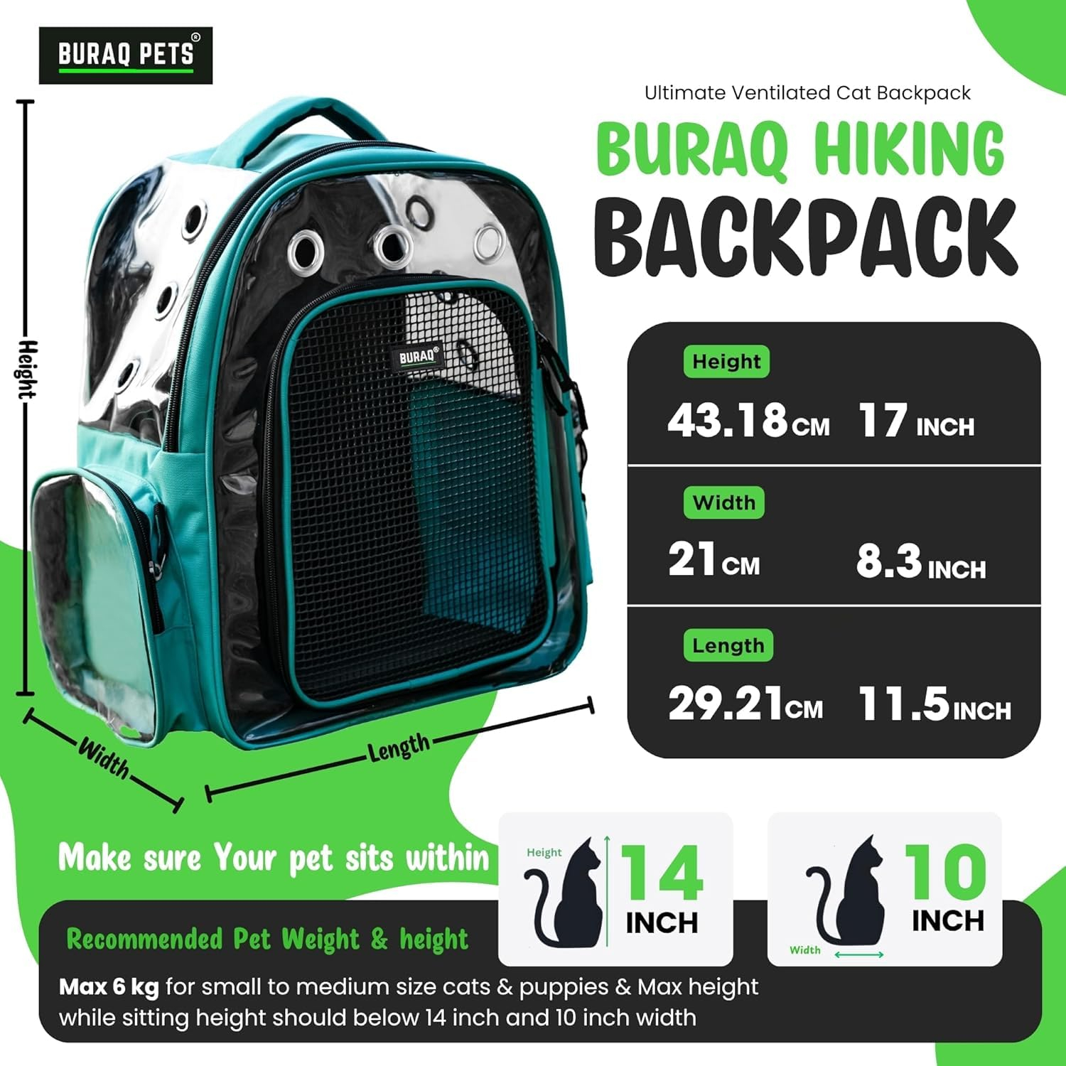 Buraq Breathable Design Pet Carrier Backpack for Hot Weather Travel, Hiking, Ventilated, Touring, Airline-Approved, Sturdy Base cat Bag for Cats Kitten Puppy (Red, Transpicuous See-Through) - Image 2