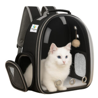 ZOIVANE Transparent Cat Carrier Backpack (Medium) | Breathable, Ventilated, Airline-Approved Pet Travel Bag for Cats & Small Dogs | Sturdy & Comfortable for Hiking & Travel (Black)