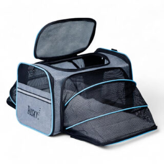 Husky & Purr Expandable Soft-Sided Cat Bag | Airline Approved Dog Carrying Bag | Cationic Polyester Pet Travel Bag | Breathable Mesh Sides | Anti-Scratch Pet Carrier for Dogs, Cats, Kittens or Puppies