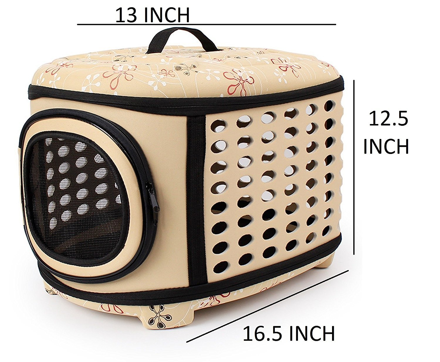 SRI Travel Foldable Pet Carrier Bag for Cat and Puppy (Beige), Beige, Medium, 500 g - Image 2