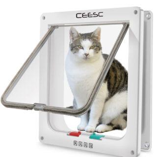CEESC Pet Door for Cats & Doggie (Outer Size 11" x 9.8"), 4 Way Locking Extra Large Cat Door for Int