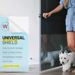 CLAWGUARD Plexiglass Universal Scratch Shield – 32x24 in. Clear Door Scratch Protector Dog & Cat – Wall, Door & Furniture Cat Scratch Protectors