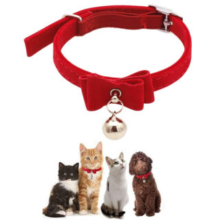 HASTHIP® Adjustable Cat Belt, Strong Breakaway Buckle, Cat Collar With Bell, Velvet Neck Strap for Small and medium-sized Cats, Safety&Comfort 33.5CM - Red (Pack of 1)