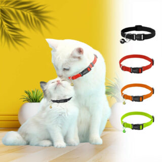 Buraq 4 Pcs Perfect Plain Cat Collar for Indoor & Outdoor Use, Strong Cat Belt, Adjustable & Durable, Accessories for Cats - Color May Vary (Pack of 4)