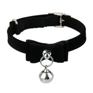 Newlly Adjustable Pet Kitten Cat Safety Collar Bell Buckle Neck (Black), Velvet, (Pack Of 1),27 Cm