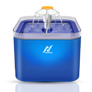 Nexlev Splash Pet Water Fountain with LED Light | 2.0L Capacity | Ultra Quiet Cat Drinking Fountain with Filter | Automatic Pet Water Fountain for Cats and Small Dogs | Blue (WF-02-BL)