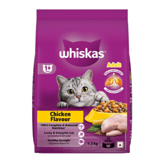 Whiskas Adult (1+ Years) Dry Cat Food, Chicken Flavour, 1.2 kg, Contains 41 Essential Nutrients, Complete & Balanced Nutrition for Adult Cats