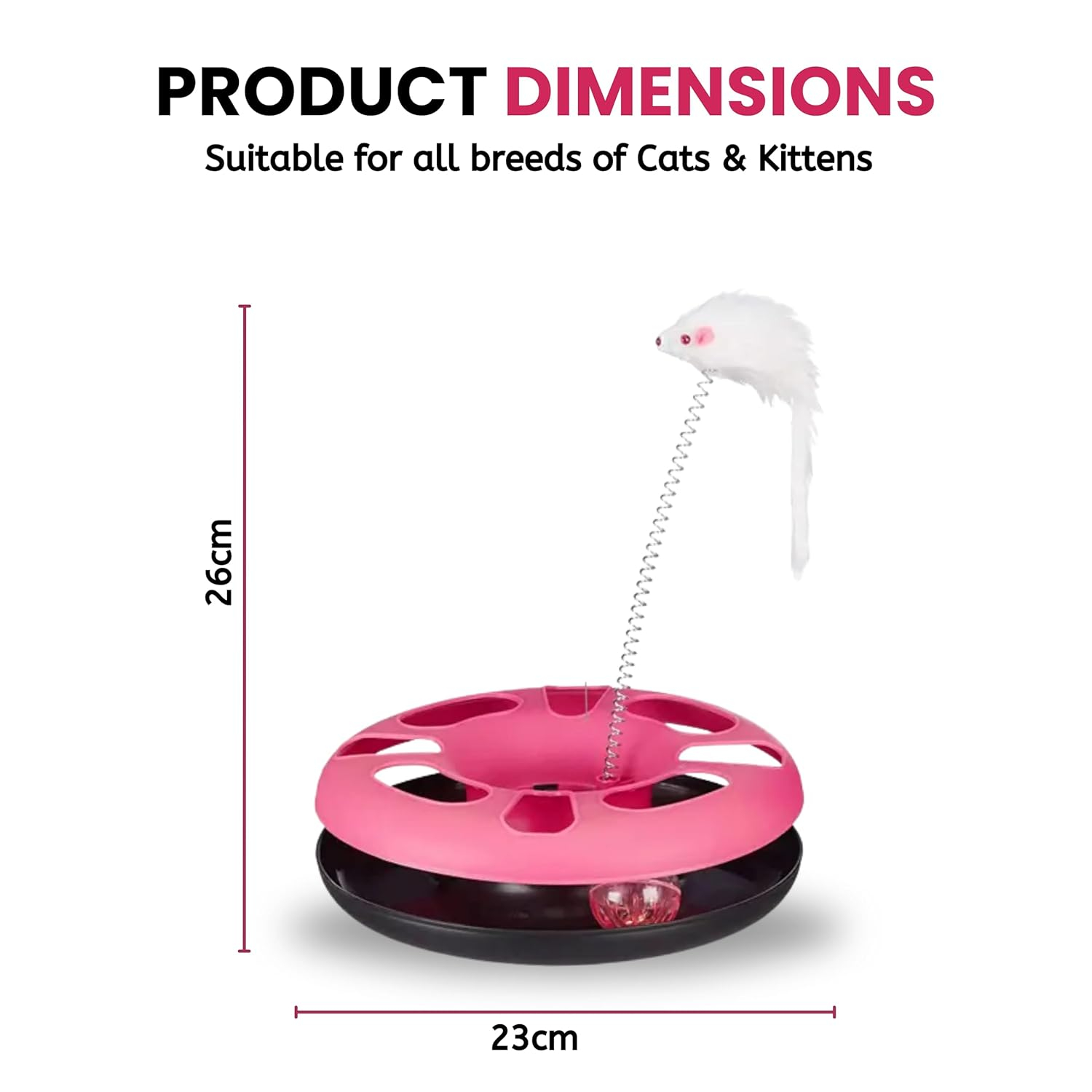 Foodie Puppies Cat Happy Circle with Ball Bell and Feather Mouse Attached for Cats and Kittens (Color May Vary) | Interactive Fun Toy for Exercise and Physical Health of Cats & Kittens (Happy Circle) - Image 2