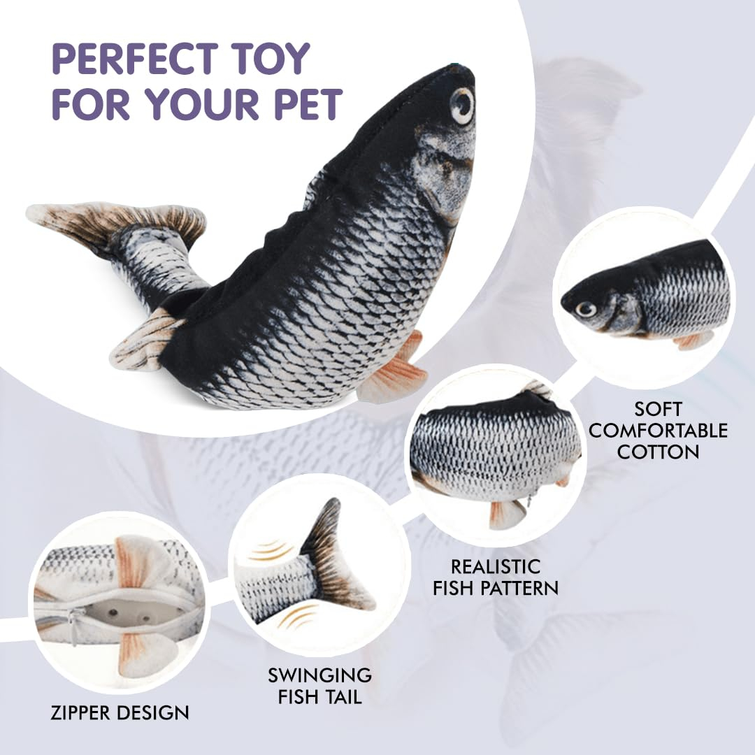 Kidology Floppy Fish Soft Toy for Dogs, Puppy Chew & Kicker, Activated Moving Dog Toy with USB-Chargeable Plush for Indoor Playing, Relaxing, Exercising - Image 2