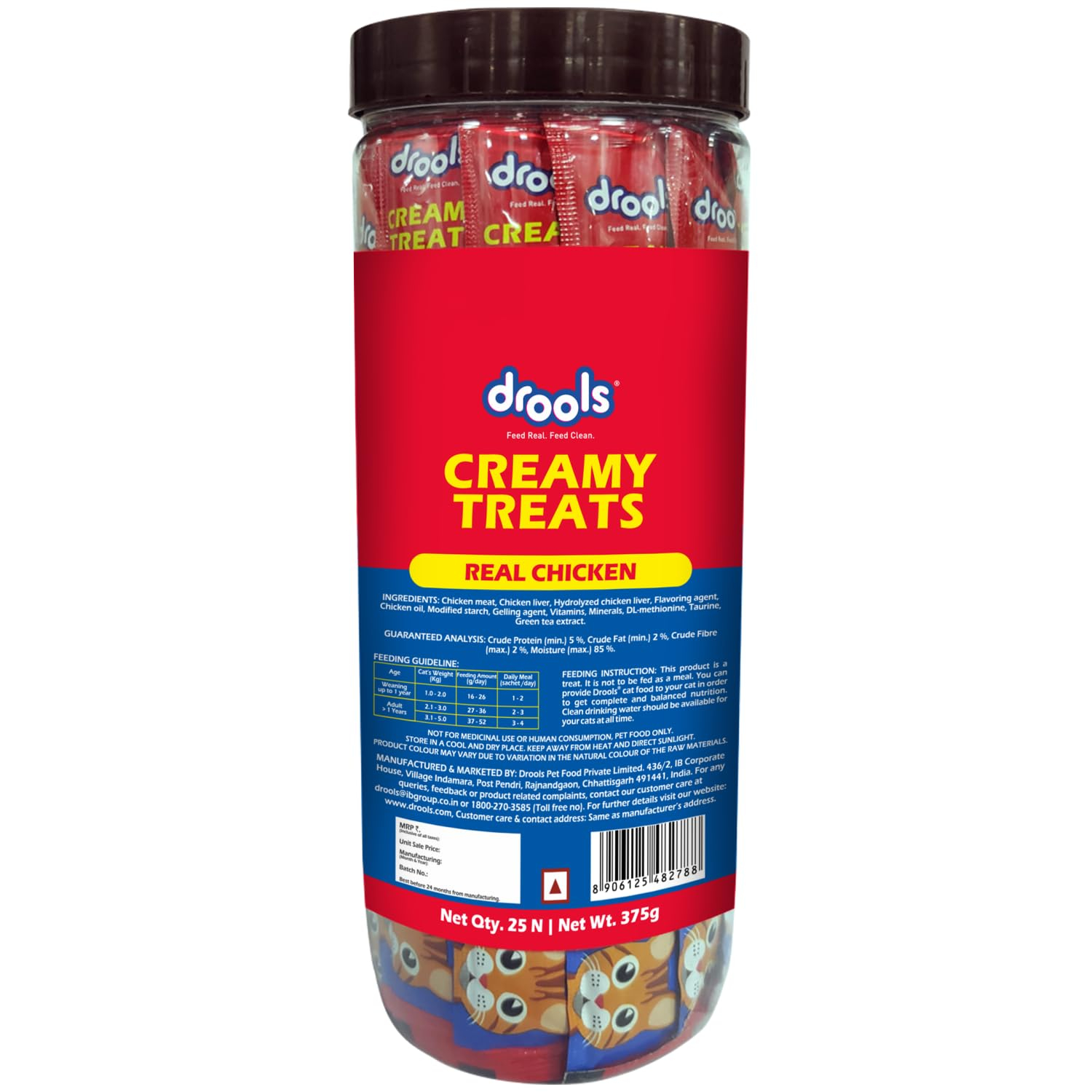 Drools All Life Stages Creamy Cat Treats, Real Chicken, 375 Gm (Pack of 25) - Image 2