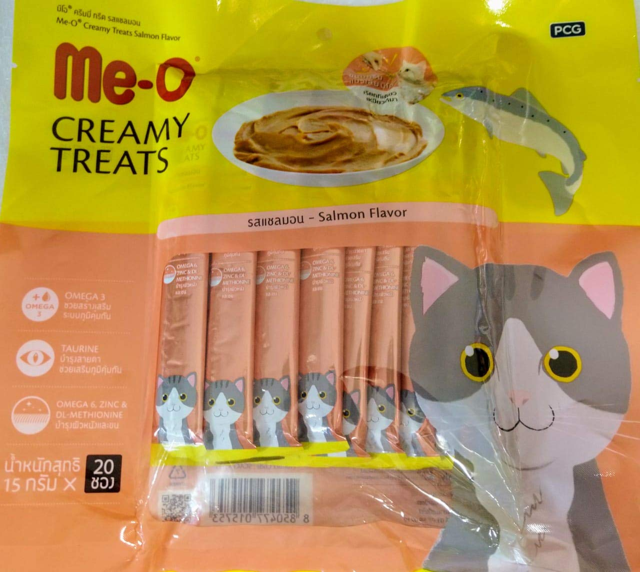 Me-O Creamy cat Treat Salmon Flavor -Pack of 20 Sticks,All Life Stages