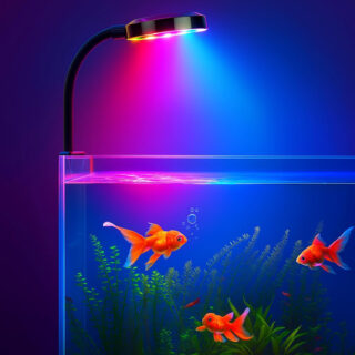 BURAQ N6 Multicolor Aquarium LED Light 2.5W | WRGB Spectrum | 3 Lighting Modes | 360° Flexible Arm | Clip-On Lamp for Nano Fish Tanks & Bowls