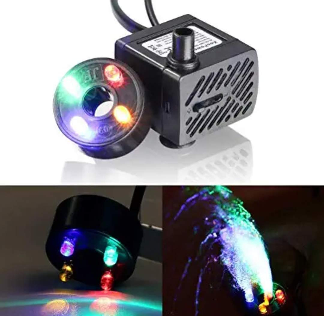 Ac 220V Submersible Fountain Aquarium Pond Spare Replacement Pump with 4 LED (3W, Multicolour)