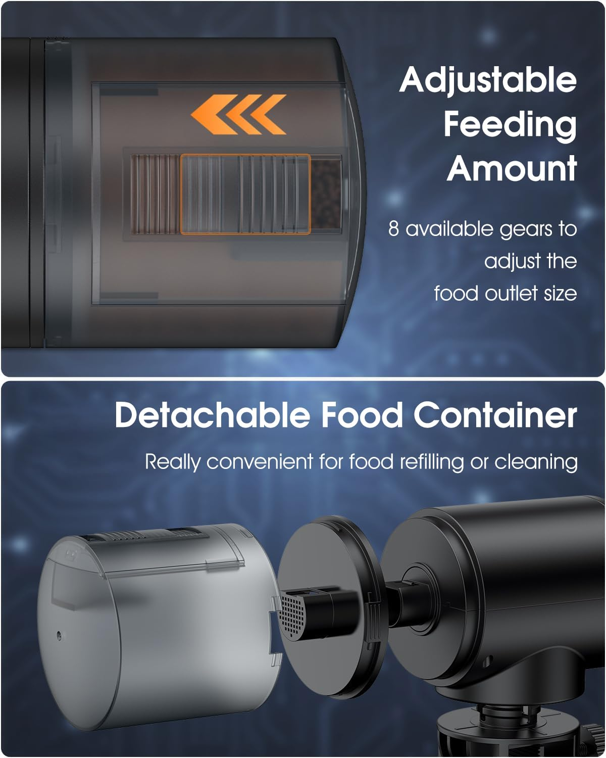 Qpets® Fish Tank Automatic Fish Feeder: Aquarium Tank for Home 200ML Large Capacity Auto Food Feed Dispensers, Fish aquarium Accessories Adjustable Auto Fish Food Dispenser, Plastic - Image 3