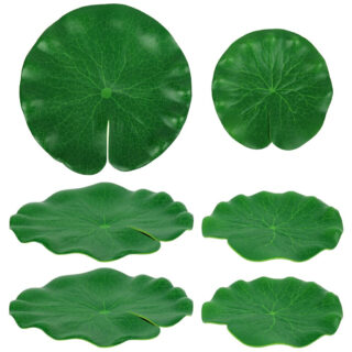 HASTHIP® 6Pcs Artificial Floating Lily Pads for Ponds, Realistic Foam Lotus Leaves Life-Like Floating Pond, Pool, Aquarium & Event Decor 4" & 6" Green Lily Pad Set for Koi Fish & Water Features