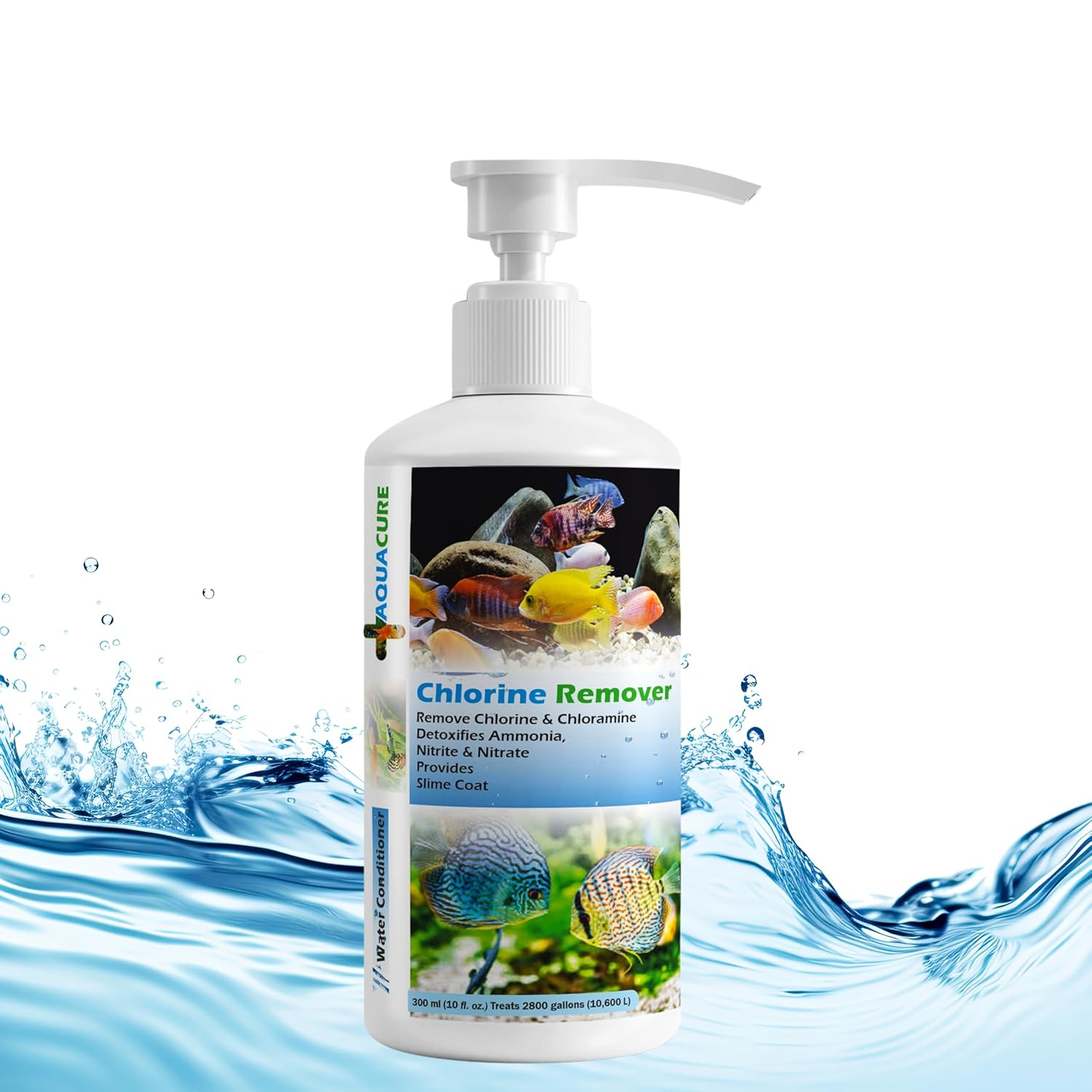 Aquacure Chlorine Remover & Water Conditioner | Added Vitamins & Aloevera | Suitable for Marine & Freshwater Aquarium | 300ml