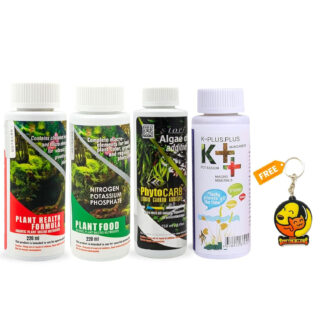 Foodie Puppies Aquatic Remedies 4-in-1 Aquarium Medicine Combo - (Health Formula, Plant Food, K++ 220ml Each and Phyto Carb Plus 250ml) | Plant Fertilizer for Planted Tank with Free Key Ring