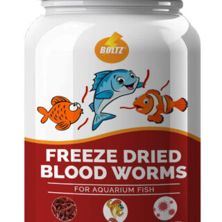 BOLTZ Freeze‑Dried Blood Worms Fish Food 25 g – Natural Premium Treat for Bettas, Tetras, Arowana, Flowerhorn, Oscar – Enhances Color, Appetite & Immunity – Made in India