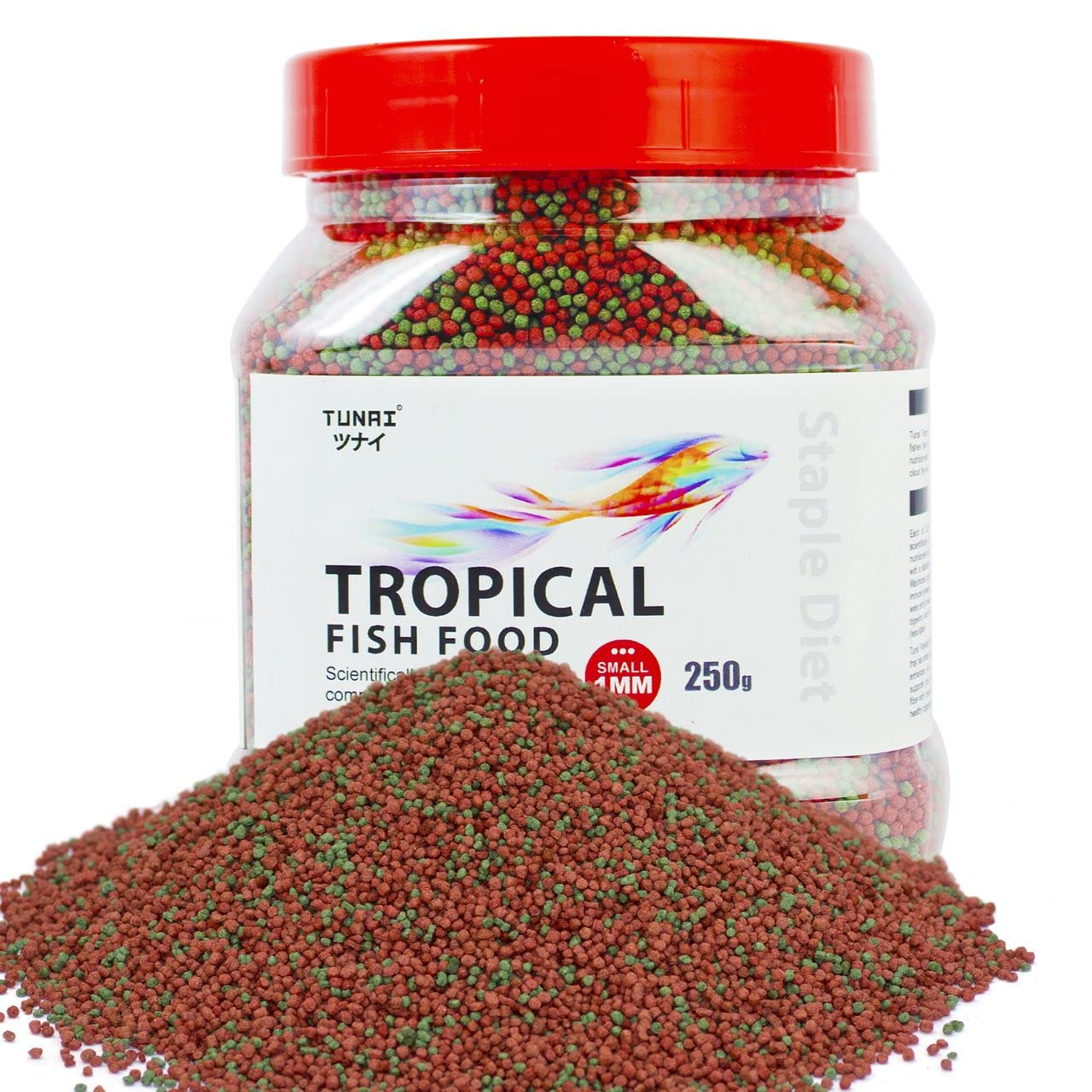 Tunai Tropical Fish Food for Aquarium with 26% Protein |1.2 mm Pellets, 250g|Perfect for Adult Small & Medium Fish