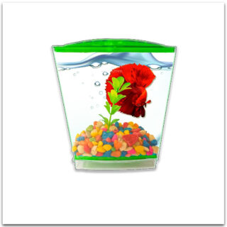 Single Betta Fish Tank kit for Aquarium - (Stylish Portable Table Aquarium Betta House) – with Artificial Plant Transparent Green Color - (4 x 3 x 6 inch)