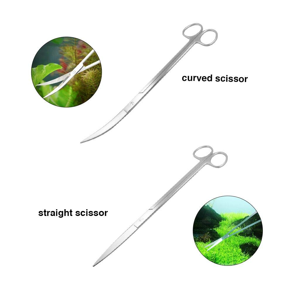 KnR Harmony Aquascaping Tools 5 in 1 Kit Aquarium Scissors Plant Tools Curved & Straight Scissor Tweezers Spatula Stainless Steel Anti Rust Aquascape Tools for Fish Tank - Image 3