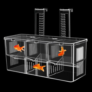 Qpets® Aquarium Fish Breeding Box, Double Layer in-Tank Floating Breeding Box with Suction Cups, Clear Acrylic Quarantine Fish Tank Box with Feeding Holes, 17.5x9x11cm