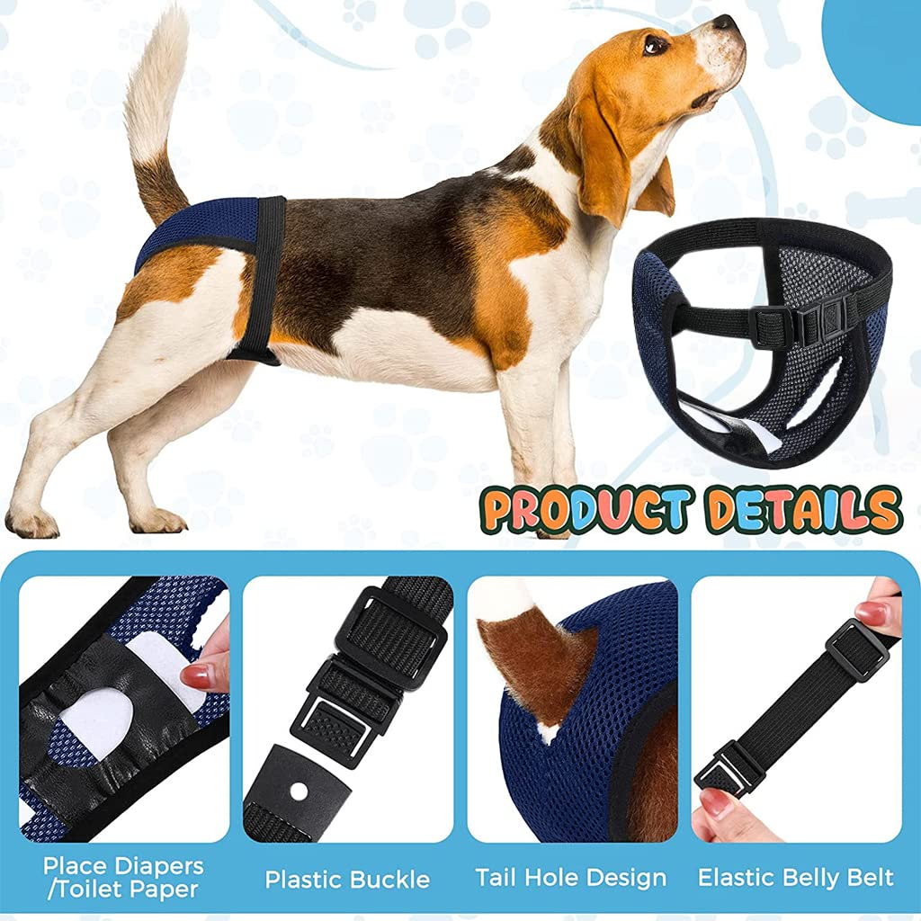 Qpets® 1 Pcs Pet Use Breathable Reusable Female Dogs Diapers with 3 Absorbption Cotton Pad Comfort Reusable Doggy Diapers for Female Dog, Puppy(XL,Recommended Waist 16''-21'') - Image 2