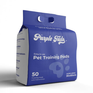 Purple Tails Canada XL Pet Training Pads with Adhesive Tape – Pack of 50 – 8 Layers Super-Absorbent XL Pee Pads for dogs – Built in Pet Attractant, Leakproof – Small, Medium, Large Dogs (50, 90x60 cm)
