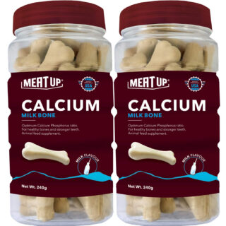 Meat Up Calcium Bone Jar, Dog Supplement Treats For All Life Stages - Meat Flavour, 240 g, 30 Pieces (Buy 1 Get 1 Free)